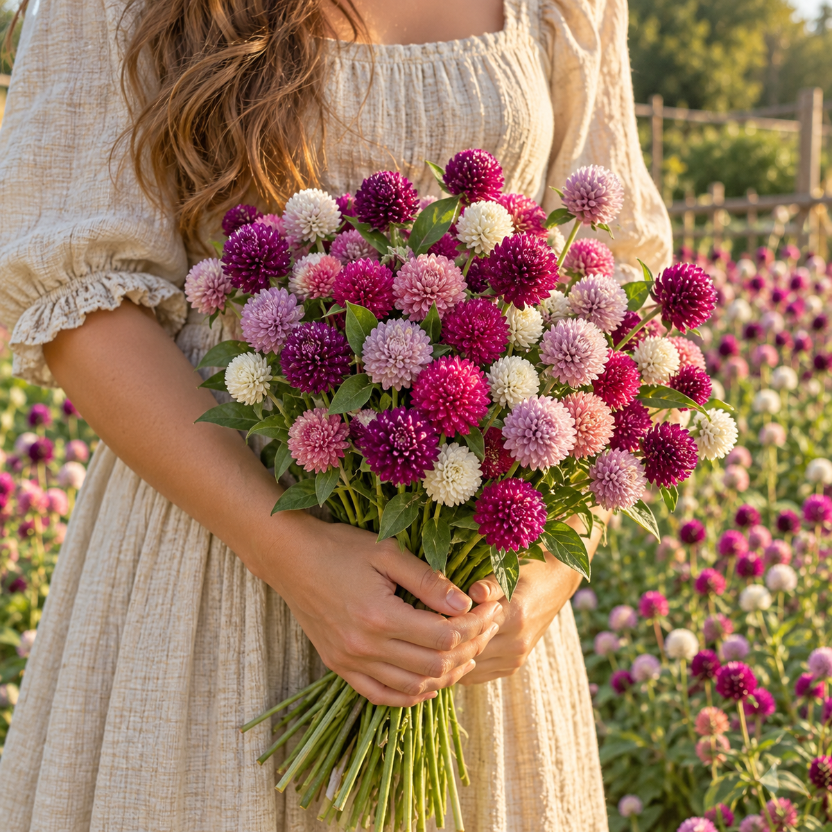 QIS Mix Gomphrena 25+Seeds – Colorful Globe Amaranth Flower Seeds, Heat Loving Cut Flower, Dried Flower & Pollinator Garden
