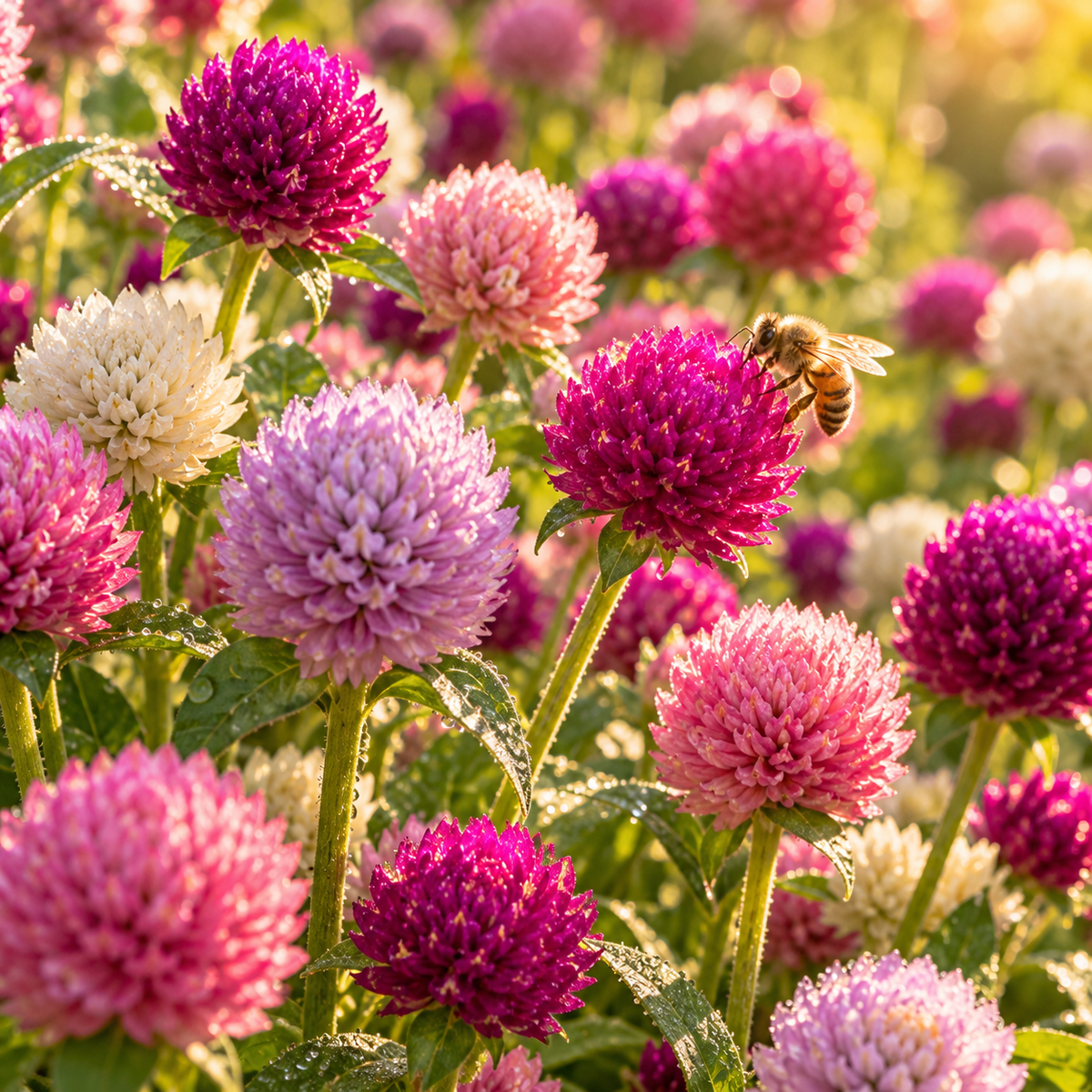 QIS Mix Gomphrena 25+Seeds – Colorful Globe Amaranth Flower Seeds, Heat Loving Cut Flower, Dried Flower & Pollinator Garden