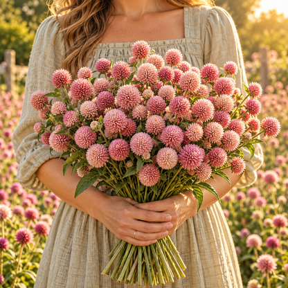 QIS Rose Gomphrena 25+Seeds – Rose Pink Globe Amaranth – Long Lasting Cut Flower – Heat Loving Dried Flower