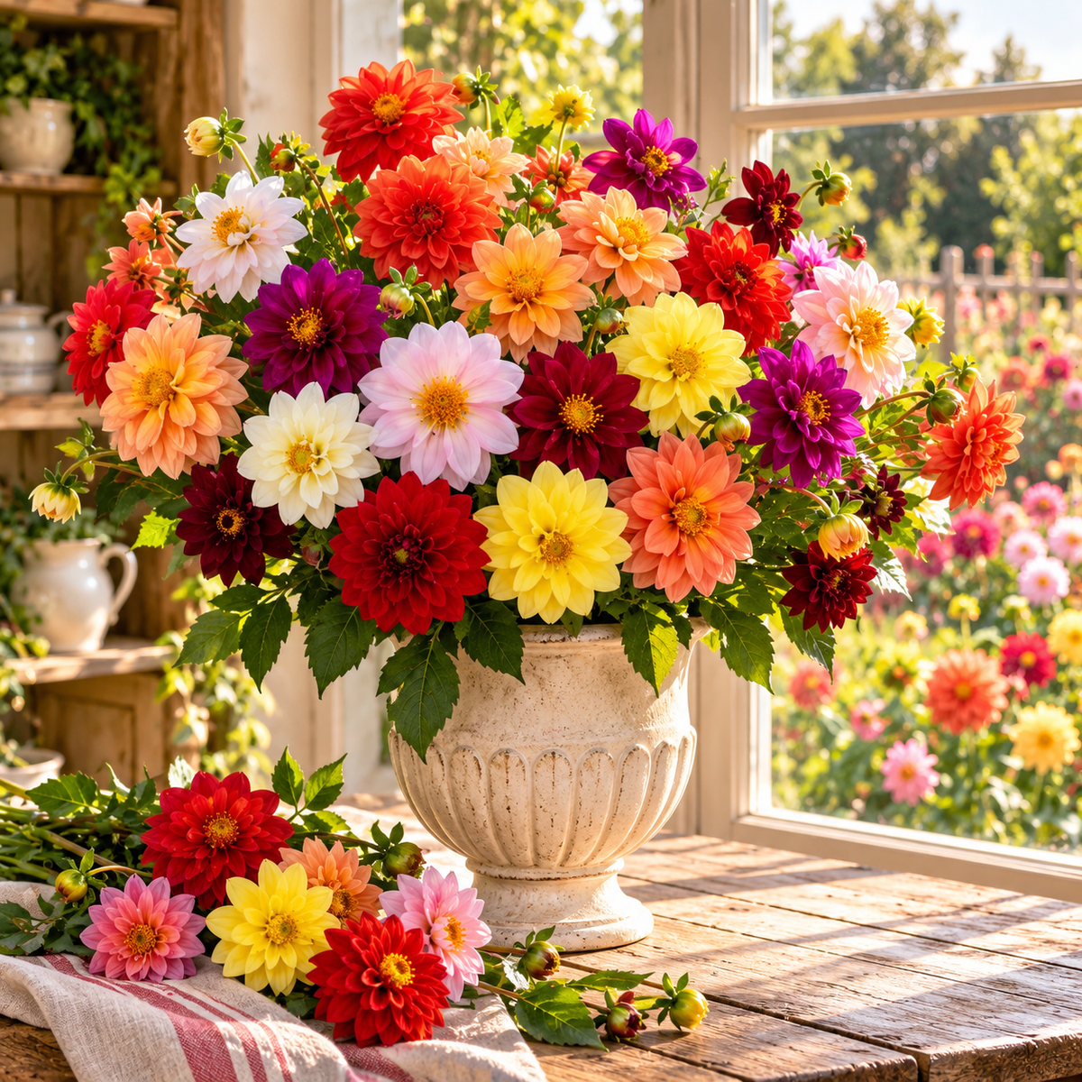 Figaro Mix Dahlia 15+Seeds | Dwarf Double & Semi-Double Dahlias | Colorful Summer Flowers | Container & Border Flower Seeds