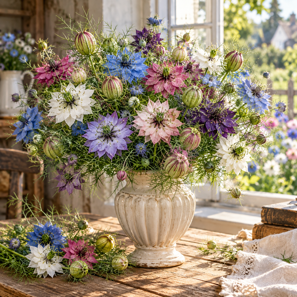 Miss Jekyll Love in a Mist Nigella 100+Seeds | Blue Cottage Garden Flowers | Cut & Dried Flower