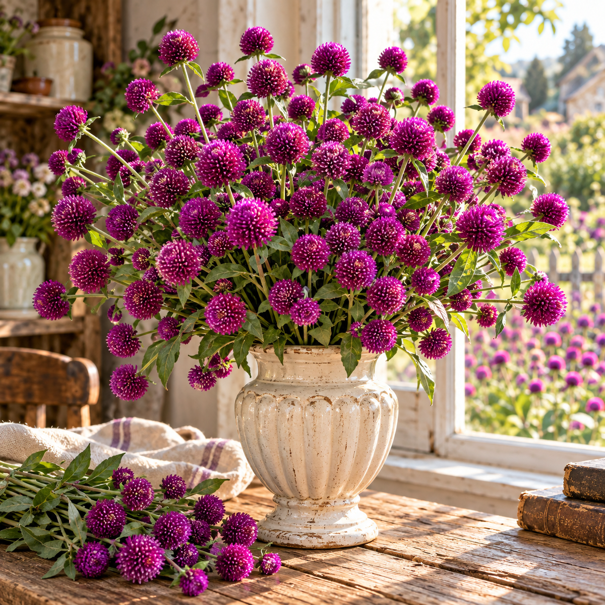 QIS Purple Gomphrena 25+Seeds | Deep Purple Globe Amaranth | Cut & Dried Flowers | Cottage Garden Bouquet Flower Seeds