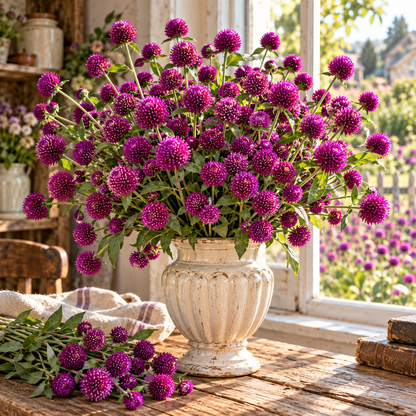 QIS Purple Gomphrena 25+Seeds | Deep Purple Globe Amaranth | Cut & Dried Flowers | Cottage Garden Bouquet Flower Seeds
