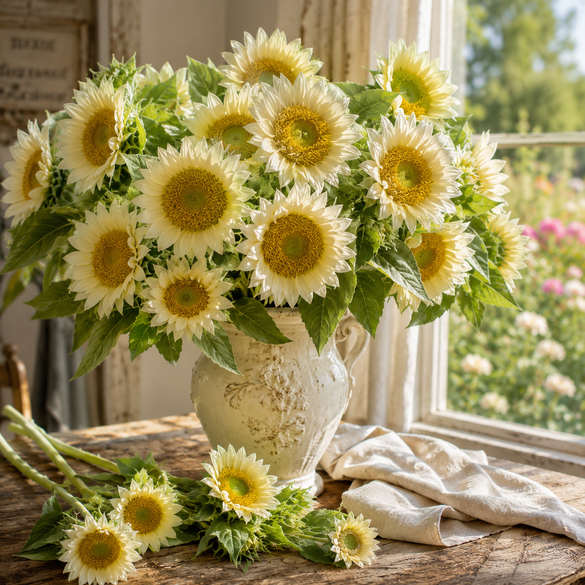 ProCut White Lite F1 Sunflower 10+Seeds – Cream White Pollenless Sunflower