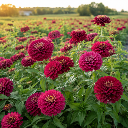 Benary’s Giant Wine Zinnia 25 Seeds – Deep Wine Burgundy Zinnias – Large Double Cut Flowers