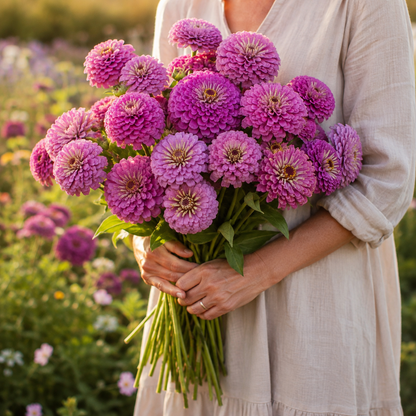 Benary’s Giant Lilac Zinnia 25+Seeds – Lavender Purple Zinnias – Large Double Cut Flowers