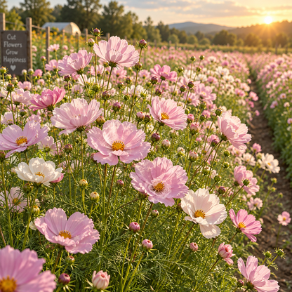 Cupcakes Blush Cosmos 25+Seeds – Blush Pink Cup-Shaped Flowers – Romantic Cut Flower Seeds
