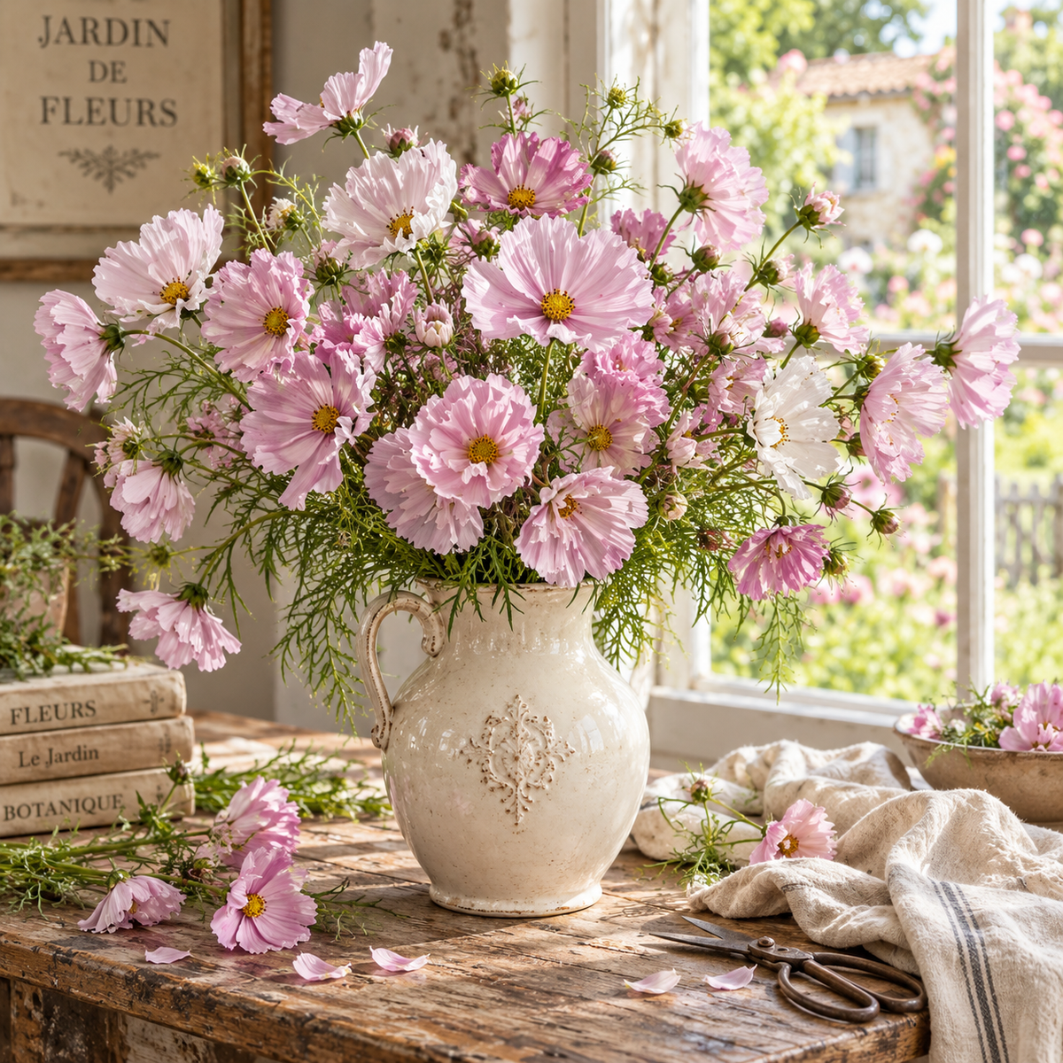 Cupcakes Blush Cosmos 25+Seeds – Blush Pink Cup-Shaped Flowers – Romantic Cut Flower Seeds