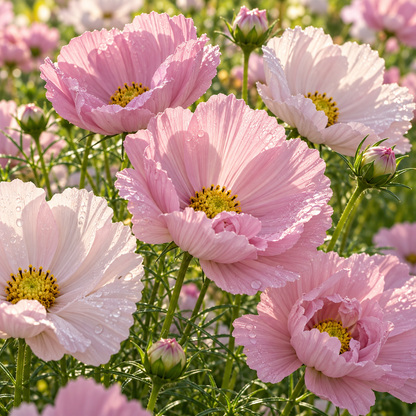 Cupcakes Blush Cosmos 25+Seeds – Blush Pink Cup-Shaped Flowers – Romantic Cut Flower Seeds