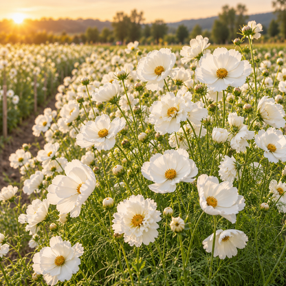 Cupcakes White Cosmos 25+Seeds – Elegant Cup-Shaped White Flowers – Romantic Cut Flower & Cottage Seeds