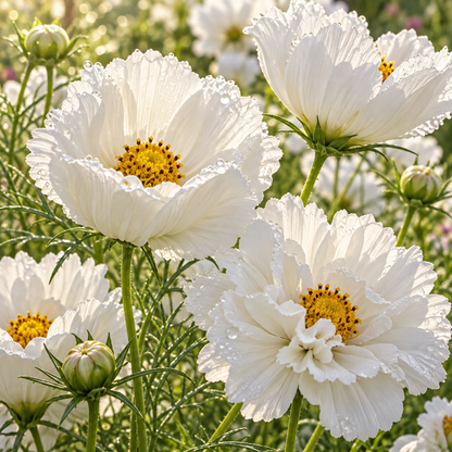 Cupcakes White Cosmos 25+Seeds – Elegant Cup-Shaped White Flowers – Romantic Cut Flower & Cottage Seeds