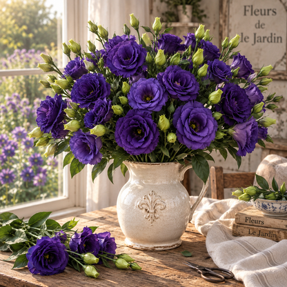 Rosita 2 Sapphire F1 Lisianthus 10 Seeds – Double Blue Violet Cut Flowers – Elegant Wedding Bouquet & Florist Flower Seeds