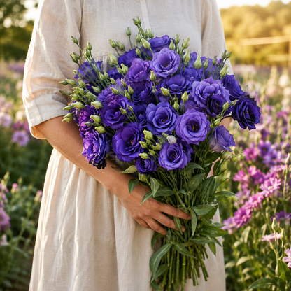 Rosita 2 Sapphire F1 Lisianthus 10 Seeds – Double Blue Violet Cut Flowers – Elegant Wedding Bouquet & Florist Flower Seeds