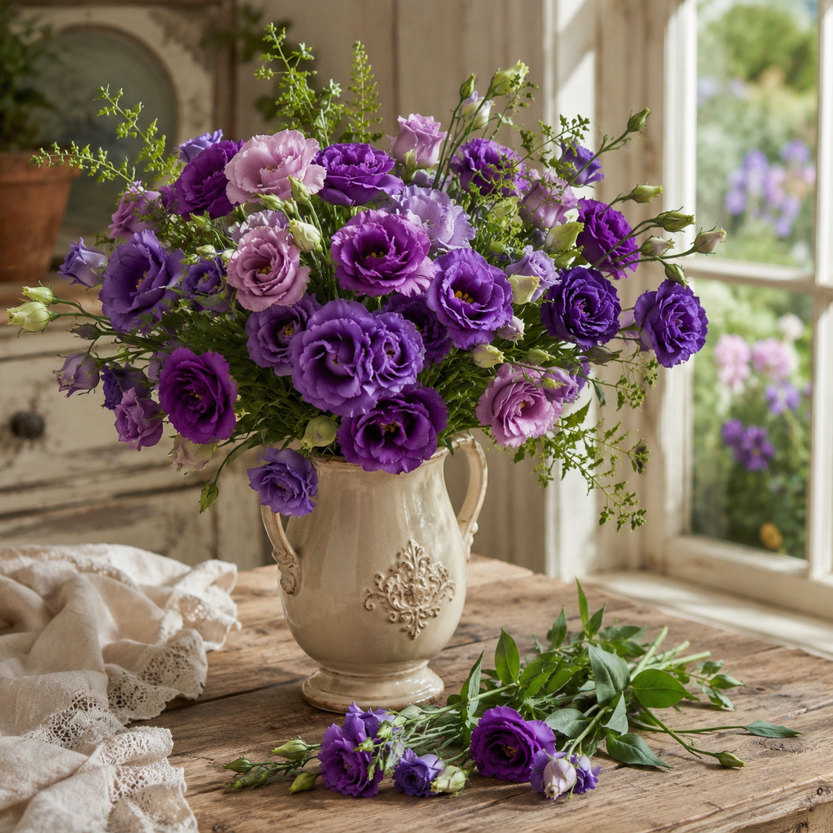 Rosita 2 Purple F1 Lisianthus 10 Seeds – Double Purple Cut Flowers – Elegant Wedding & Bouquet Flower Seeds