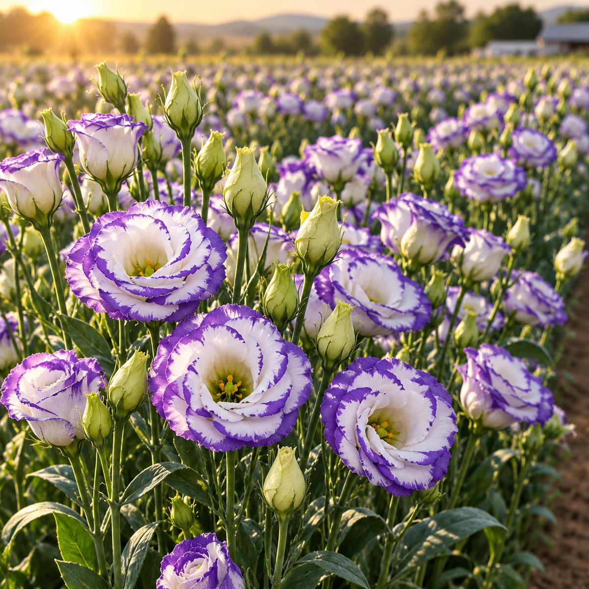 Rosita 2 Blue Picotee F1 Lisianthus 10 Seeds – White & Purple Double Flowers – Elegant Cut Flower & Wedding Bouquet Seeds