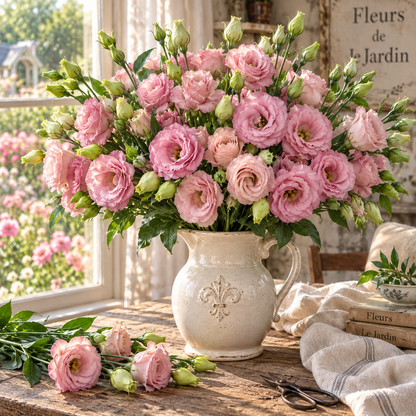 Rosita 2 Pink Flash F1 Lisianthus 10 Seeds – Double Pink Cut Flowers – Elegant Wedding Bouquet & Florist Flower Seeds