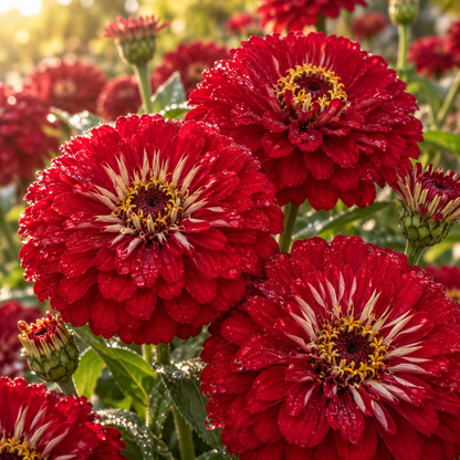 Benary’s Giant Deep Red Zinnia 25+Seeds – Rich Crimson Double Zinnias – Large Cut Flowers