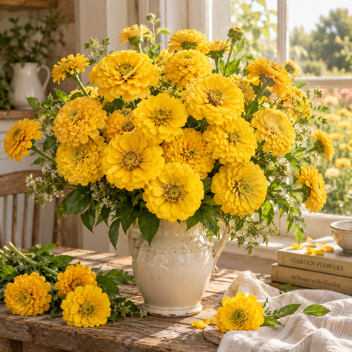 Benary’s Giant Golden Yellow Zinnia 25+Seeds – Large Double Yellow Zinnias