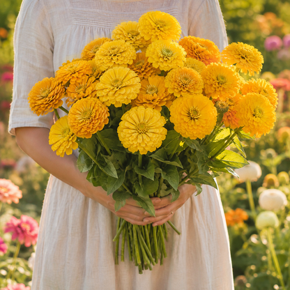 Benary’s Giant Golden Yellow Zinnia 25+Seeds – Large Double Yellow Zinnias