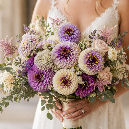 Blueberry Cheesecake Zinnia Seeds – Purple & Cream Zinnias – Unique Bi-Color Zinnia – Cut Flower Garden Seeds