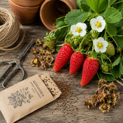Alexandria Strawberry Seeds | Alpine Everbearing Strawberry | Sweet Red Berries | Heirloom Non-GMO 50+seeds