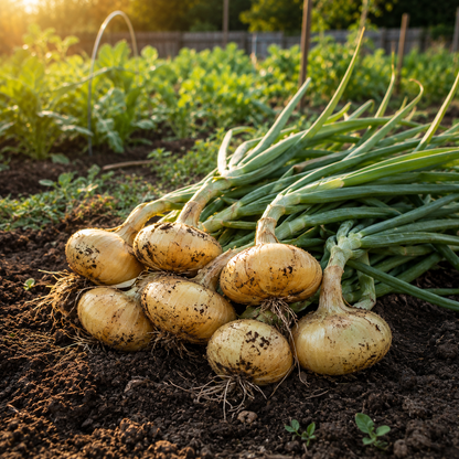 Cipollini Yellow Onion Seeds – Sweet Italian Heirloom Onion – Flat Golden Bulbs 100 seeds