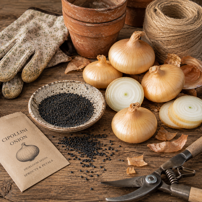 Cipollini Yellow Onion Seeds – Sweet Italian Heirloom Onion – Flat Golden Bulbs 100 seeds