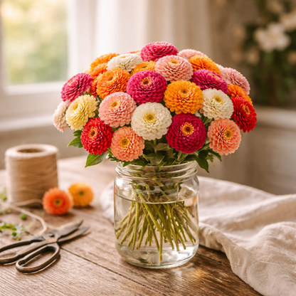 Lilliput Mixture | Dwarf Pompon Zinnias | Heirloom Zinnia Seeds