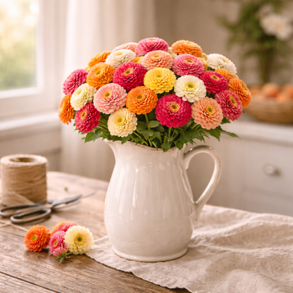 Lilliput Mixture | Dwarf Pompon Zinnias | Heirloom Zinnia Seeds