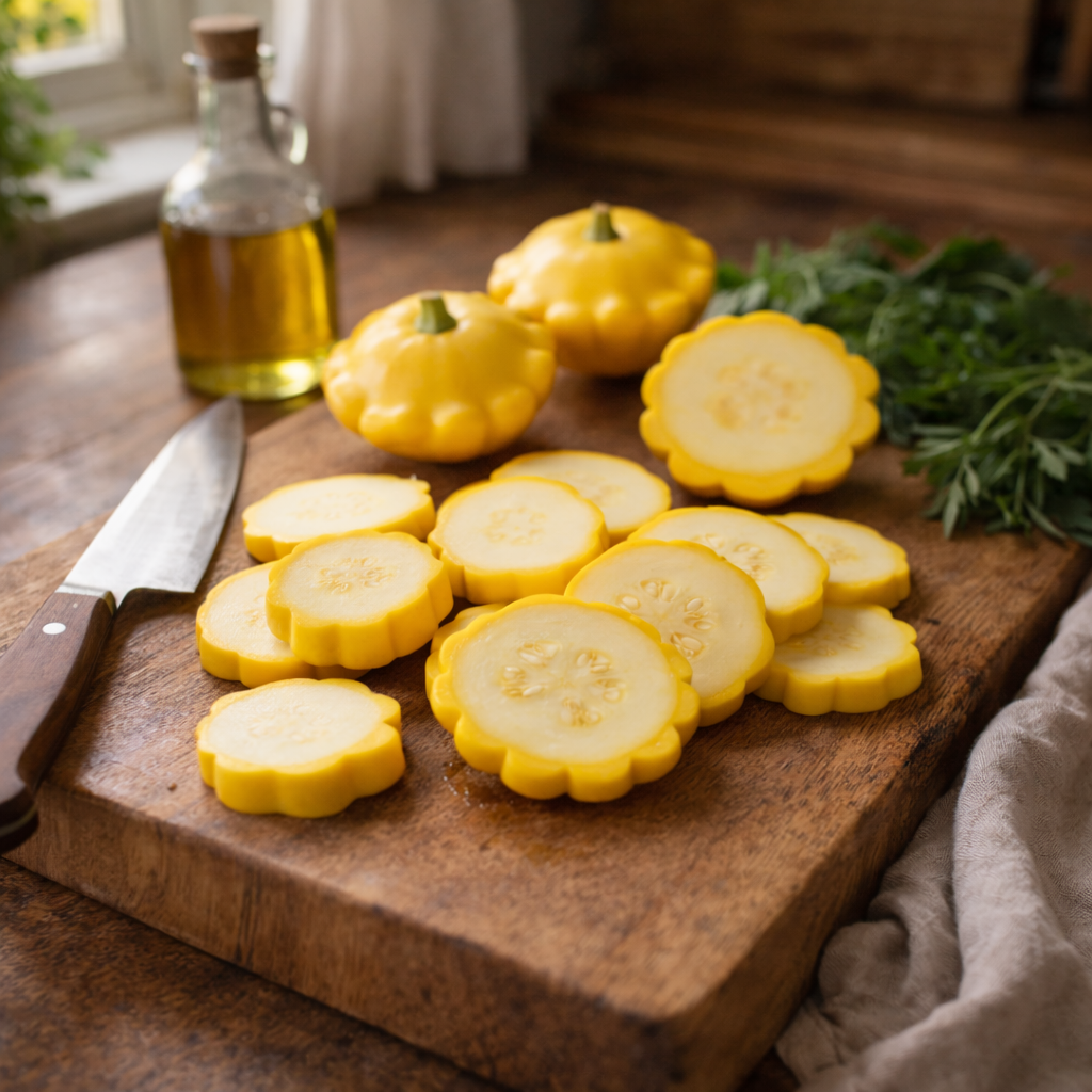 Scallop Yellow Bush Squash Seeds (Pattypan) – Heirloom Summer Squash – Bright Yellow Flying Saucer Shape – Non-GMO Garden Seeds