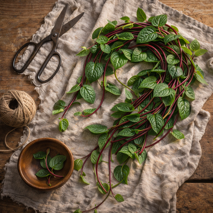 Red Malabar Spinach Seeds – Climbing Spinach Vine Edible Red Stem Greens – Heat Loving