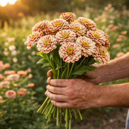 Peppermint Stick Zinnia Seeds – Heirloom Zinnia Flower Seeds, Red & White Striped Zinnias