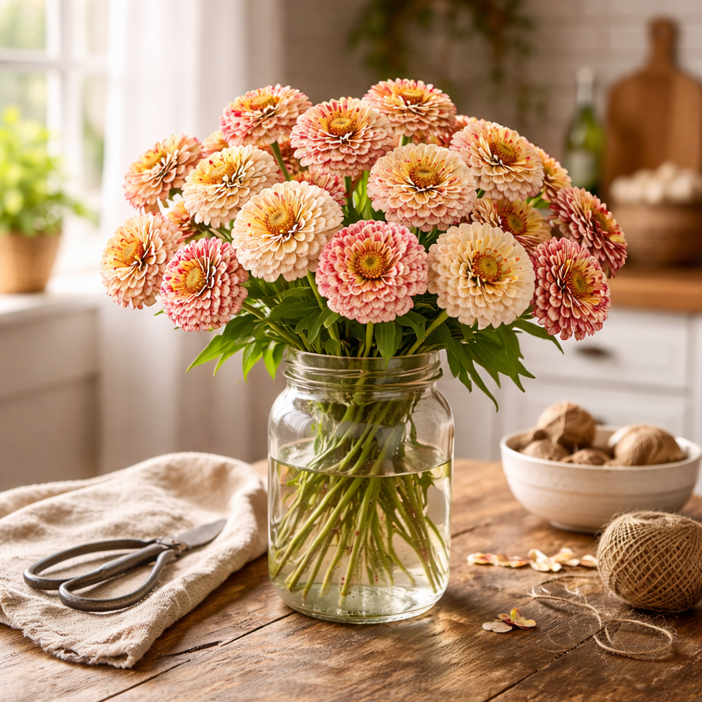 Peppermint Stick Zinnia Seeds – Heirloom Zinnia Flower Seeds, Red & White Striped Zinnias