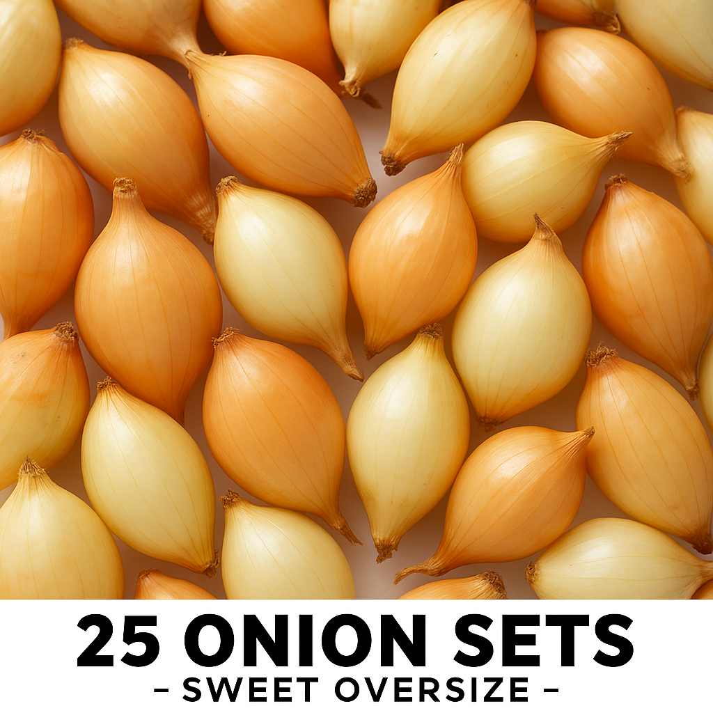 25 Sweet Oversize Onion Sets – Premium Large Bulbs for Early Harvest