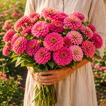 Pink Luminosa Zinnia 100+ Seeds – Bright Pink Heirloom Zinnias – Large Cut Flowers